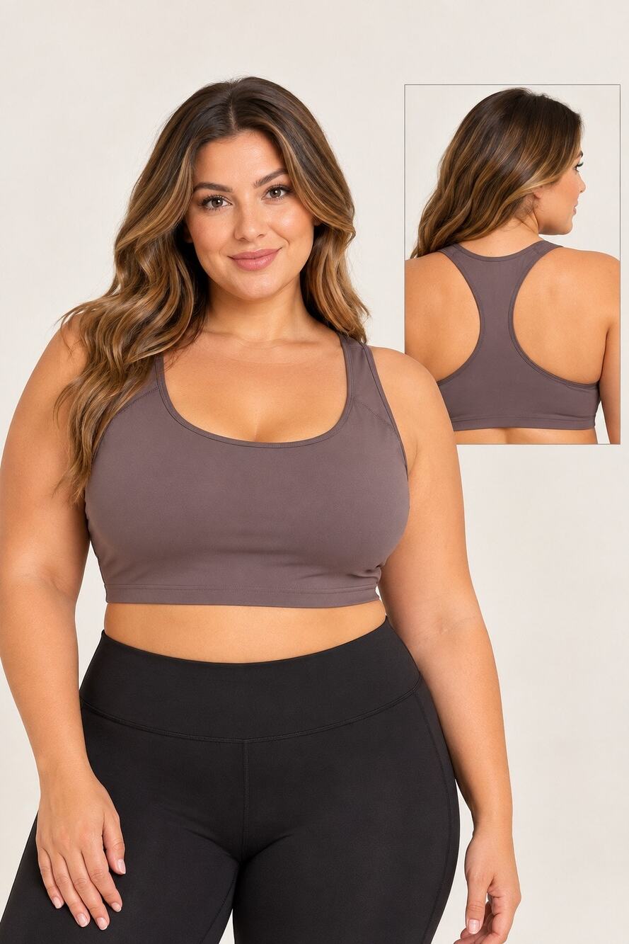 Rae Mode Mocha Racerback Crop Sports Bra – Size 3XL – NWOT